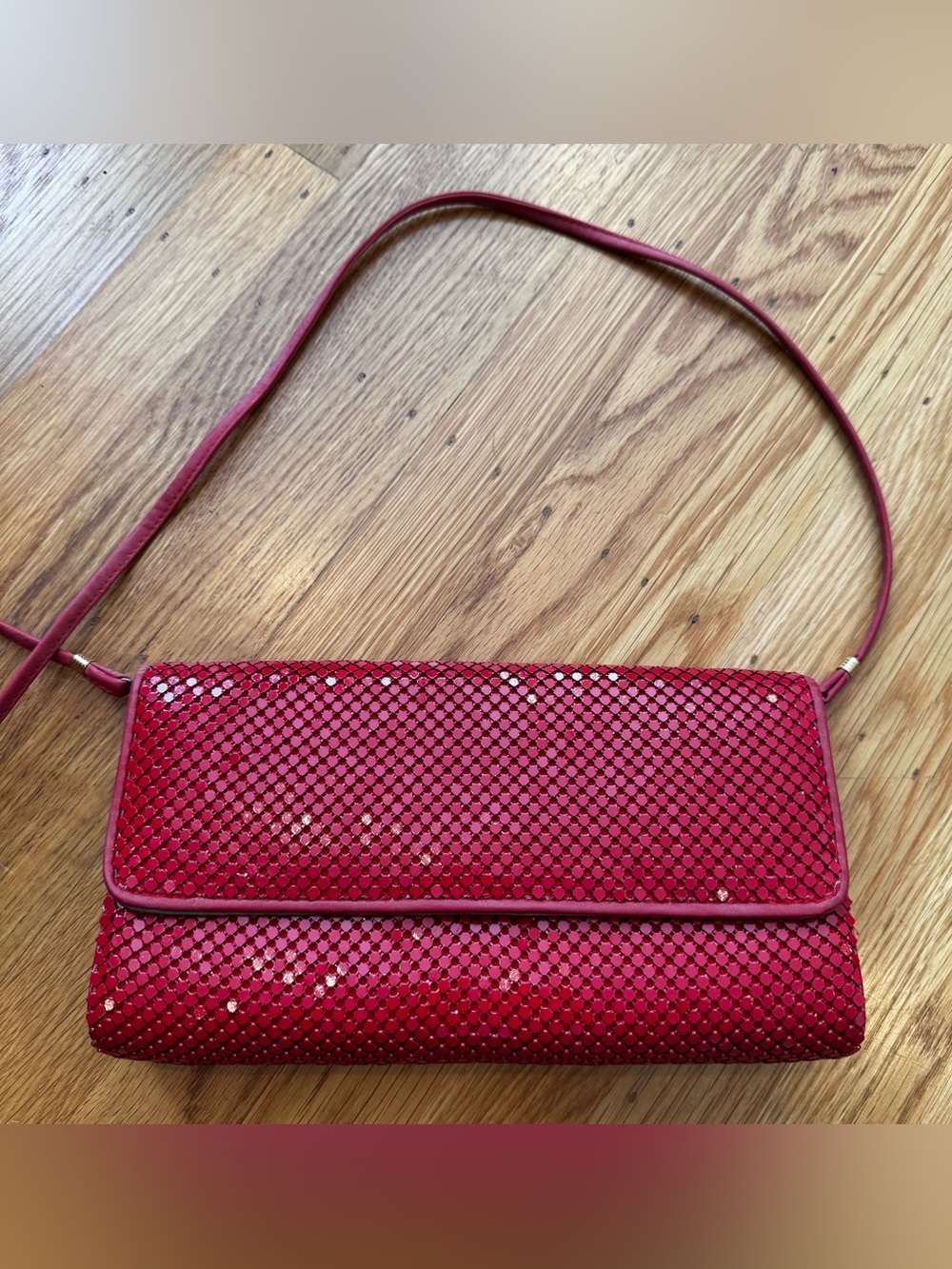 Vintage Whiting & Davis Red Mesh Crossbody Clutch – Women's Evening Bag, EUC